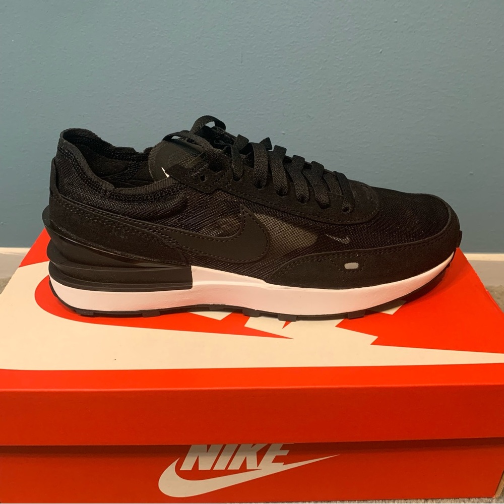 Nike Waffle One Shoes Sneakers Black Black White-Orange DA7995-001 Men's 8-10.5